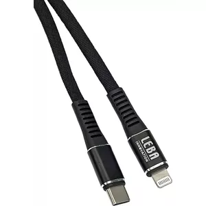 LEBA geflochtenes MFI Flachkabel - USB-C auf Lightning - 1,2m - schwarz - bulk - NCABLE-LE-UC-8P-1.2M (NCABLE-LE-UC-8P-1.2M)