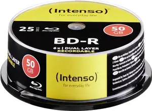 Диск Blu-ray BD-R 50 ГБ 6x INTENSO 25 шт. CakeBox (модель 5001124)