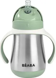 Beaba bērnu pudele 250 ml ar salmiņu modelis 913535, zaļa
