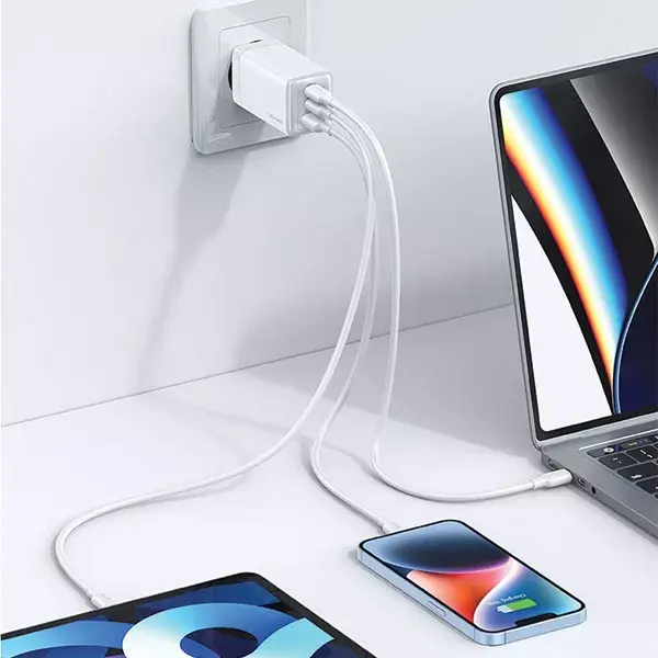 usams CC180TC03 65W GaN 2xUSB-C 1xUSB-A зарядка Photo 6