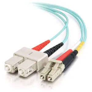 C2G 85537 15 m OM3 Duplex Multimode Fiber Optic Cable LC to SC 50/125 µm Turquoise