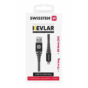 Data cable SWISSTEN Kevlar 1.5 m USB to Lightning, 60 W power support