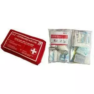 First aid kit IWH KFZ-Verbandtasche Model 023511, contents to DIN 13164, red