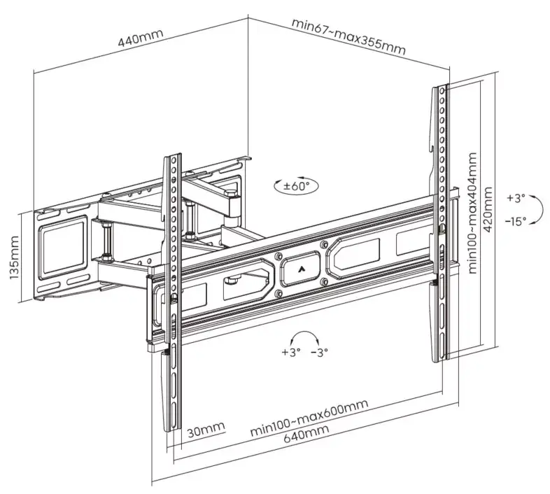 Full Motion TV Mount Bracket Equip 37"-80" Photo 12