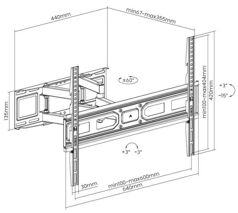 Full Motion TV Mount Bracket Equip 37"-80" Photo 6