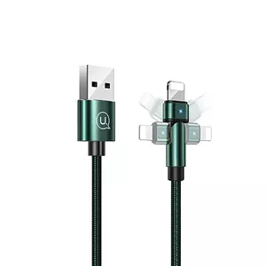 USB data cable usams SJ476 1m braided 2A Lightning green