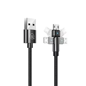 usams braided swivel USB cable U60 2A microUSB 1m SJ478USB01 black