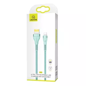 usams Lightning braided cable U33 1.2 m 2A fast charging cyan SJ360USB02