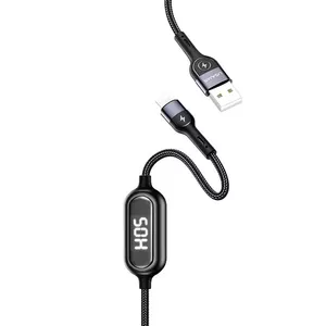 USB data cable usams SJ423 Lightning braided 1.2 m 2A Fast Charging LED black