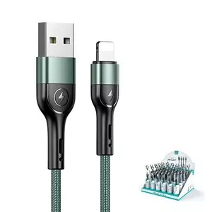 USB data cable usams U55 Lightning braided 1 m 2A green (SJ448USBSG02)