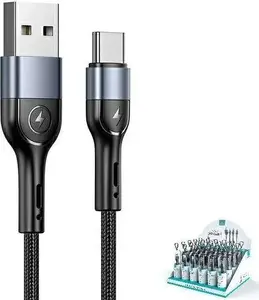 Braided USB-C Charging Cable usams U55 SJ449ZJ01 2A 1 m black