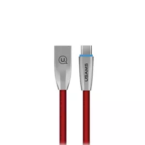 USB-C braided cable usams TCZSUSB04 1.2 m red, USB-C to USB-C data and charging cable