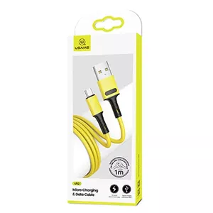 USB data cable usams SJ435 microUSB 1 m 2A fast charge yellow