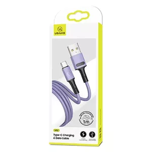 USB-C data and charging cable usams SJ436USB04 — 1 m length, 2A fast charge, purple