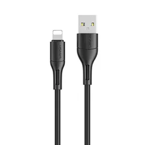 USB data cable usams SJ500USB01 Lightning 2A Fast Charge 1 m — black