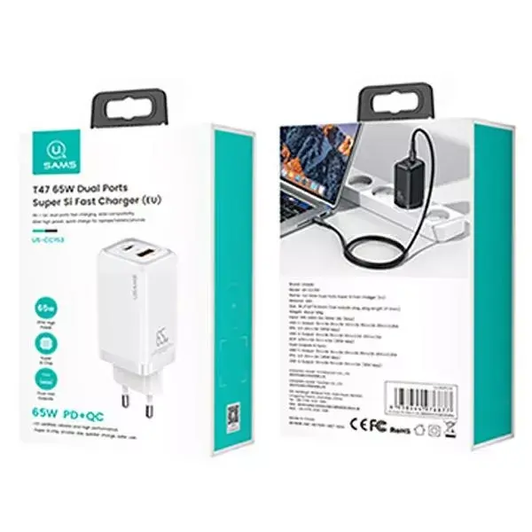usams CC153TC02 65W USB‑C PD + USB‑A адаптер Photo 8