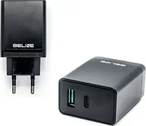 Сетевой адаптер Beline U45 (только головка) 18W, 1x USB-A + 1x USB-C, 5A, черный