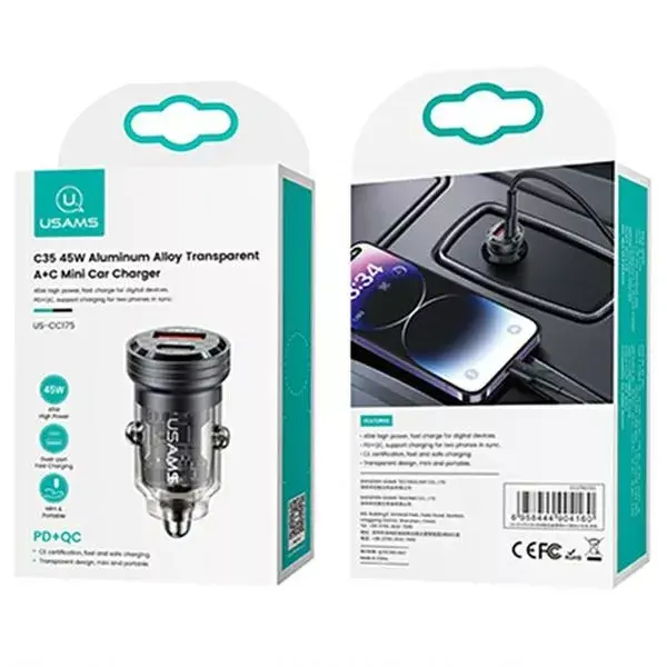usams CC175 45W USB + USB‑C зарядное Photo 12