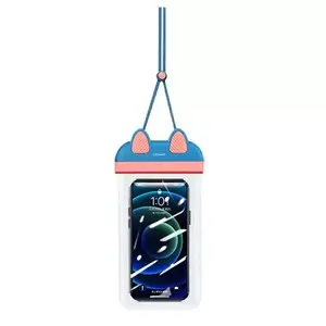Waterproof Phone Pouch usams FSD1001 for 7" devices — blue pink