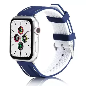 Beline silikona siksniņa Apple Watch 38/40/41 mm — tumši zils un balts