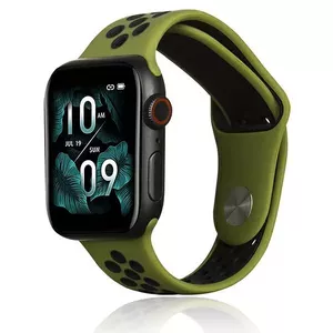 Beline sporta silikona siksniņa Apple Watch 42/44/45/49 mm, zaļi melna