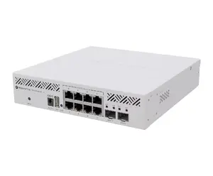 Pārvaldāms L3 slēdzis MikroTik CRS310-8G+2S+IN — 8× 2.5G RJ-45, 2× SFP+, PoE, 1U, balts