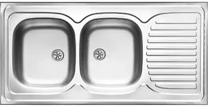 Kitchen sink deante 2-bowl Tango with drainer 60 x 120 cm stainless steel (ZE6 0210)