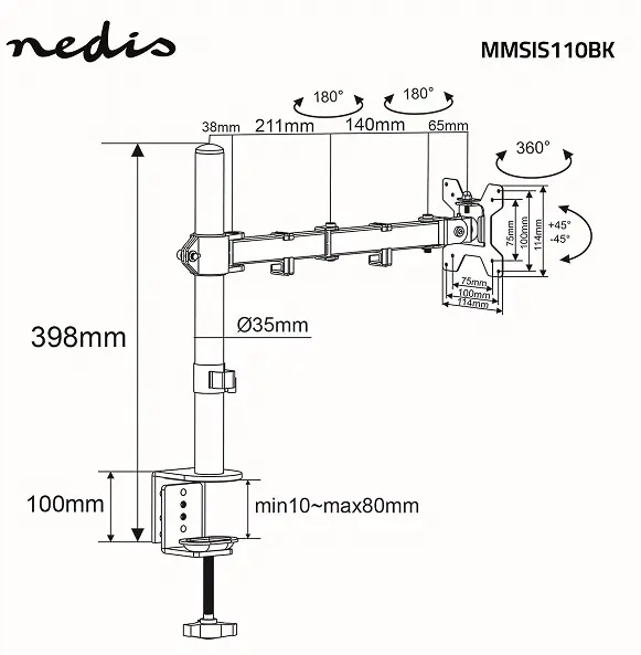 Monitoru statīvs Nedis MMSIS110BK Photo 14