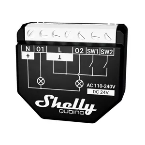 Smart switch Shelly WAVE 2PM Black (Shelly) — wireless Z-Wave, 16 A, 110–240 V, 868.4 MHz