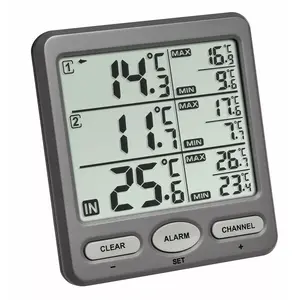 Indoor/outdoor temperature sensor TFA 30.3062 — wireless freestanding unit, LCD display, AAA 1.5V batteries