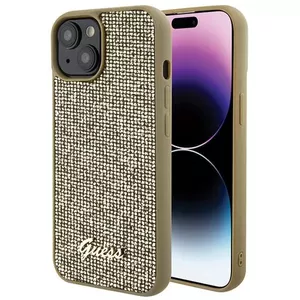 Phone case GUESS for Apple iPhone 15 — HC PU Disco Script Metal, Gold