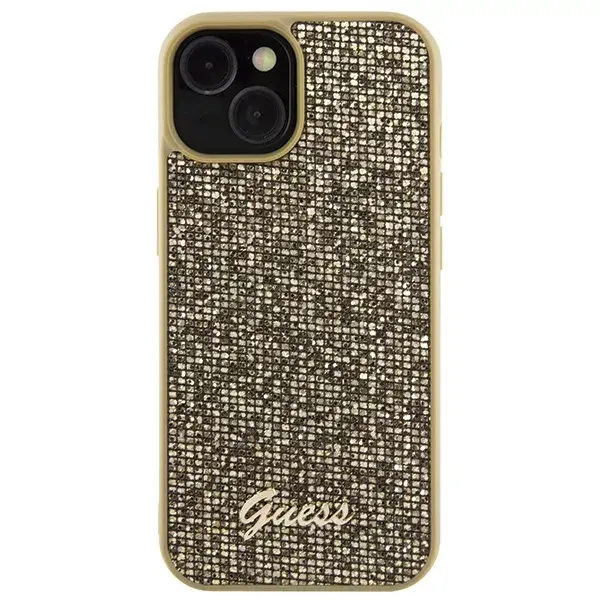 GUESS phone case for Apple iPhone 15 — HC PU Disco Script Metal Photo 3