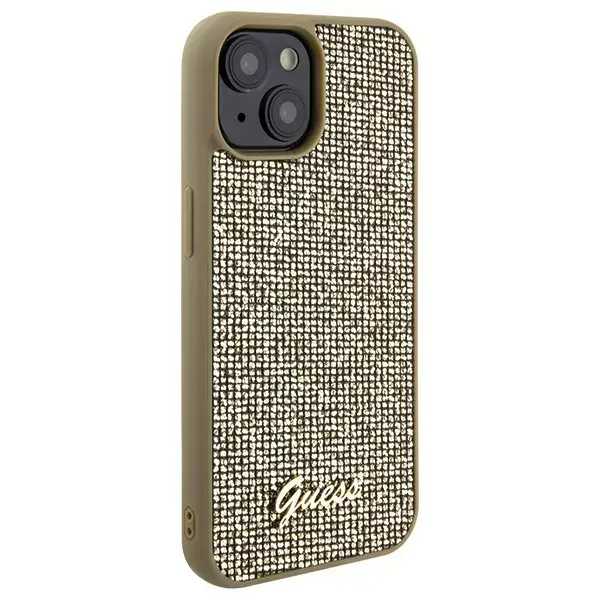 GUESS phone case for Apple iPhone 15 — HC PU Disco Script Metal Photo 4