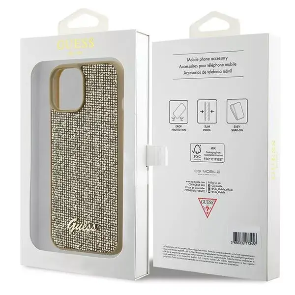 GUESS phone case for Apple iPhone 15 — HC PU Disco Script Metal Photo 8