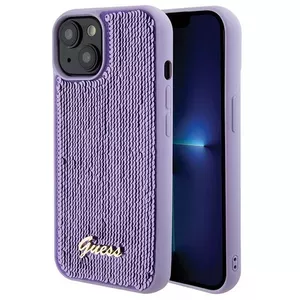 Smartphone case GUESS Case Sequin Script Logo for iPhone 15, purple