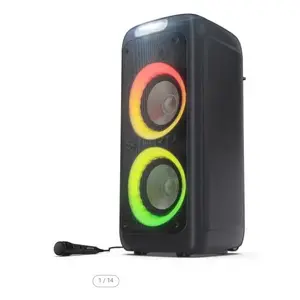 Party speaker Sharp PS-949 — 2.1 channels, 132 W PMPO, 8" woofer, Bluetooth A2DP/AVRCP, wired & wireless, black, plastic housing
