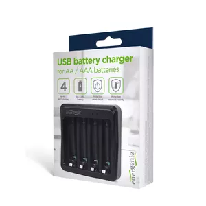 Battery Charger Gembird BC-USB-03 USB Compatible AA AAA Black