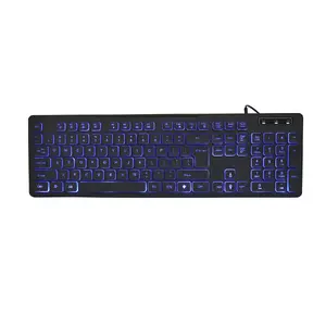 Wired USB keyboard GEMBIRD KB-UML3-02 — Full-size QWERTY US English, 104 keys, LED backlight (Red/Blue/Purple), black