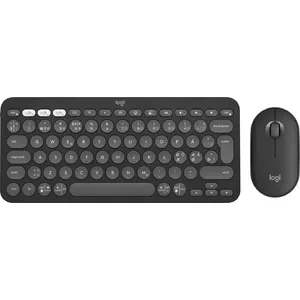 Logitech Pebble 2 Combo Беспроводная клавиатура и мышь QWERTY Датская Финская Норвежская Шведская Графит