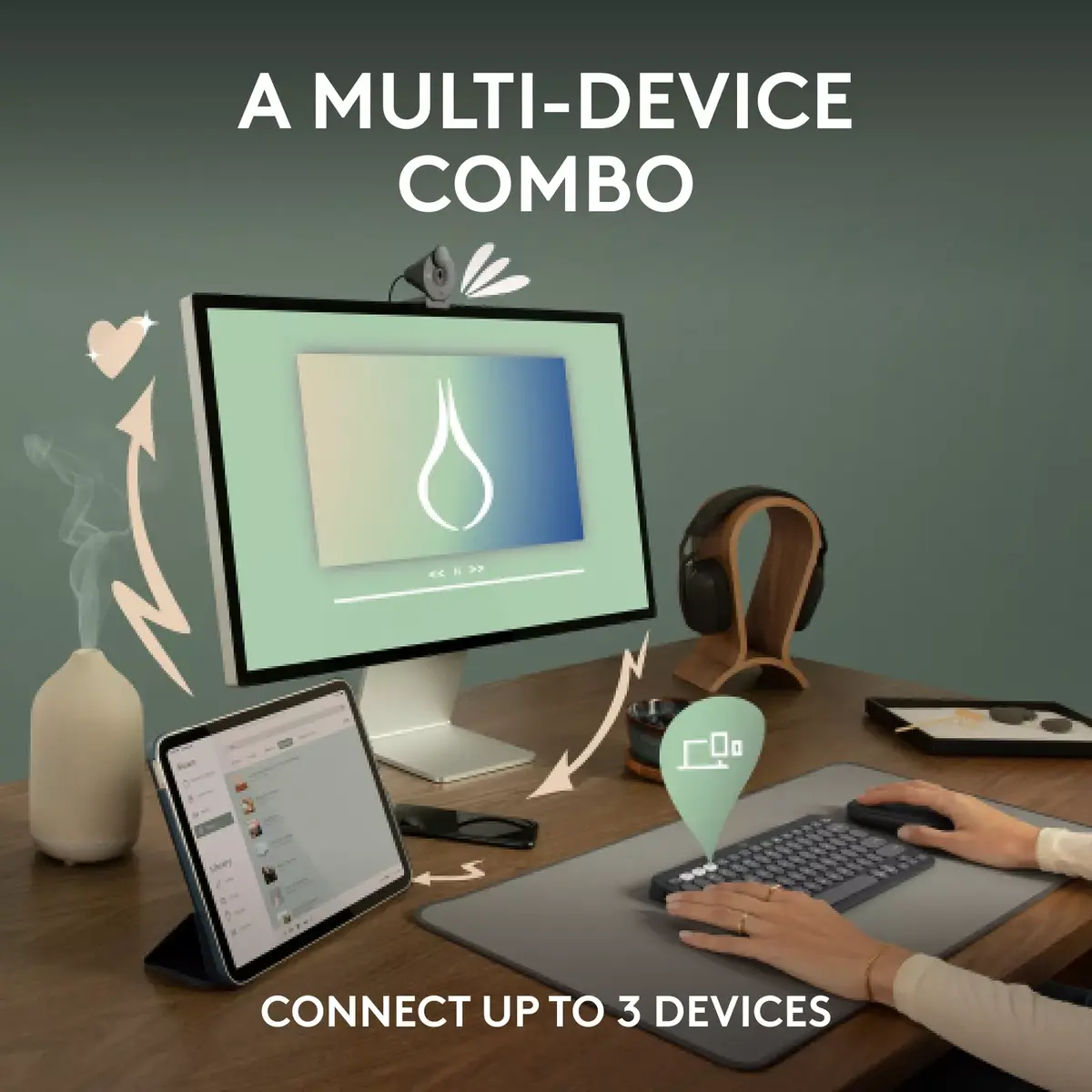 Bezvadu tastatūras un peles komplekts Logitech Pebble 2 Photo 3