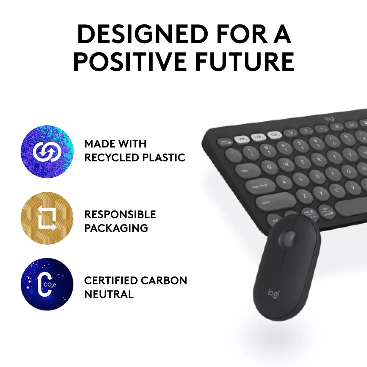Bezvadu tastatūras un peles komplekts Logitech Pebble 2 Photo 11