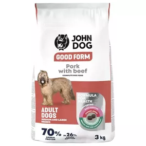 Сухой корм для собак john dog Good Form Adult для средних и крупных пород, свинина и говядина, 3 кг