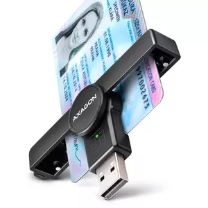 AXAGON CRE-SMPA, USB-A PocketReader kontaktkaršu lasītājs Smart card, (eCitizen, eID klients)