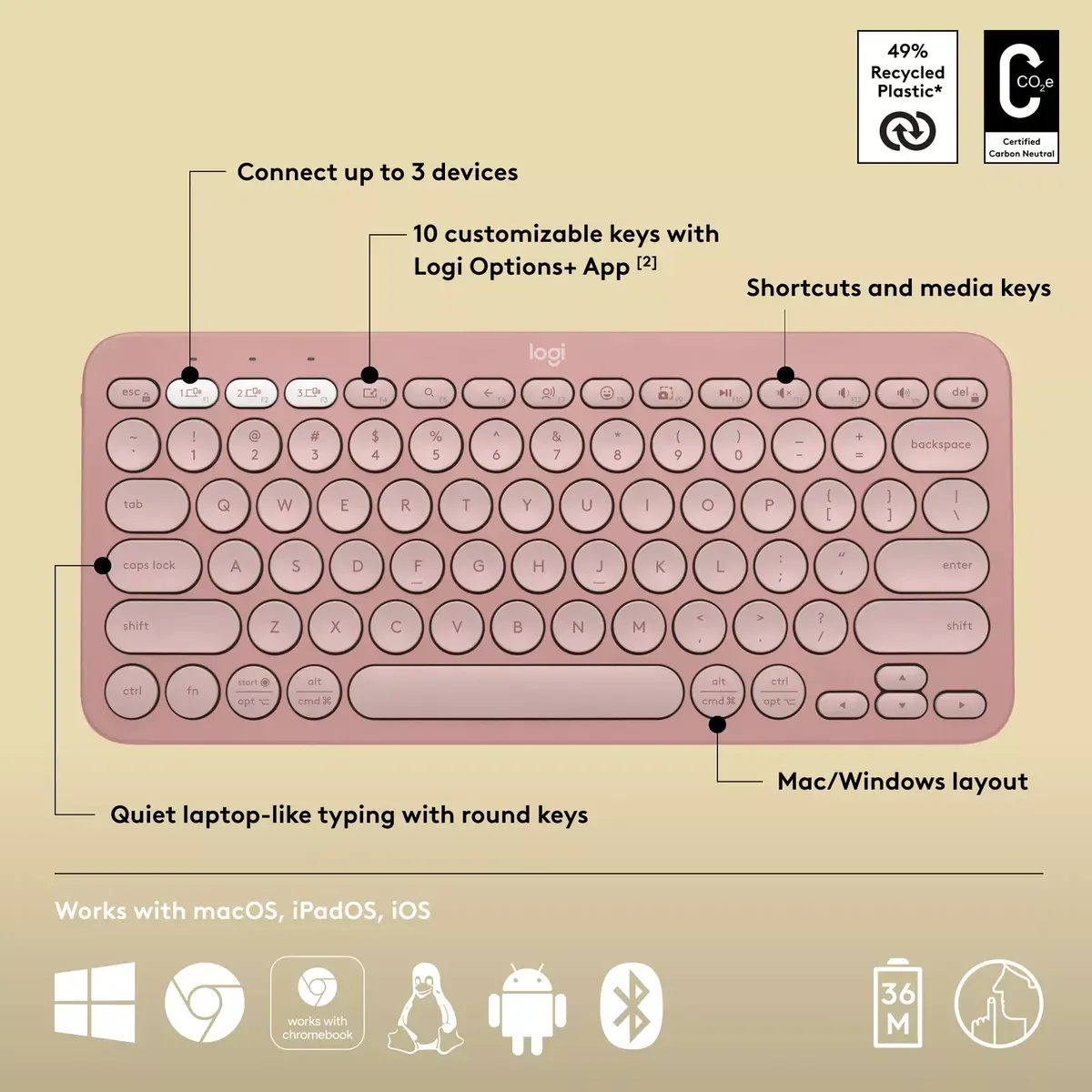 Logitech Pebble Keys 2 K380s keyboard 920-011853 Photo 6