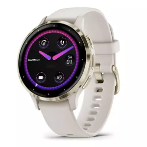 Viedpulkstenis GARMIN Venu 3S — 41 mm polimēra korpuss, AMOLED 1.2" ekrāns, 5 ATM, GPS, SpO2, 8 GB, ziloņkaula silikona siksniņa
