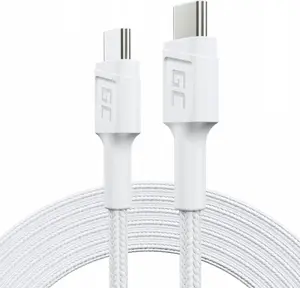 USB C uz USB C kabelis Green Cell KABGC29W 2 m, USB 3.2 Gen 1, PD 60 W, pītā TPE, balts