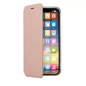 Чехол‑кошелек SCREENOR CLEVER для iPhone 15 Plus (6,7") — PU‑кожа, розовый, подставка, 1 слот для карты