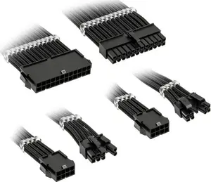 Kolink Core Standard Braided Cable Extension Kit — Jet Black, sleeved PSU and peripheral extensions