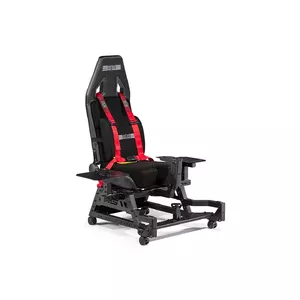 Next Level Racing Flight Seat Pro - Lidmašīnas sēdeklis mājas simulatoram - piemērots visiem aviācijas simulatoru veidiem - ar siksnām un kāju balstu - integrēti riteņi (NLR-S033)