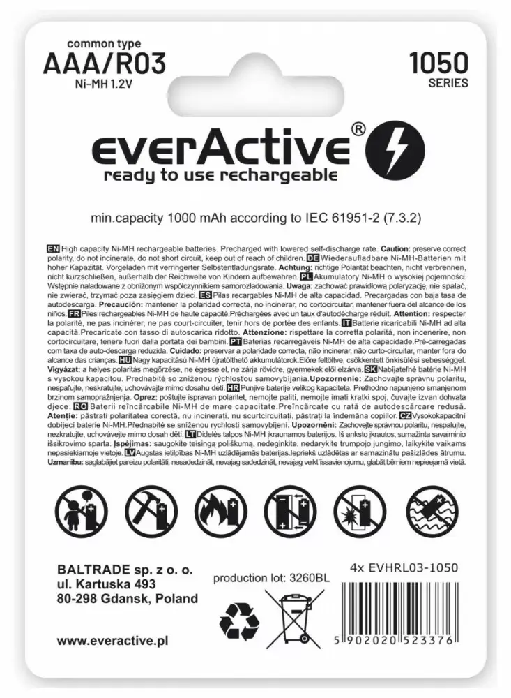 everActive EVHRL03-550 uzlādējams AAA 1,2V 550mAh Photo 2
